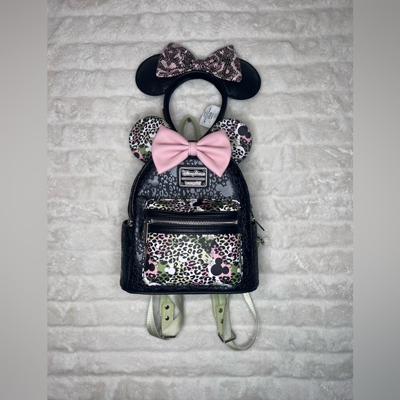 Loungefly Bags Loungefly Disney Backpack Ears Snow Leopard Animal Print Poshmark